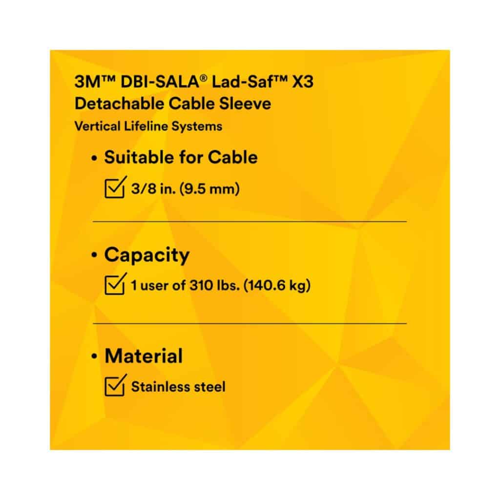 3M™ DBI-SALA® Lad-Saf™ X3 Detachable Cable Sleeve, 9.5 mm | 6160054 - Image 6