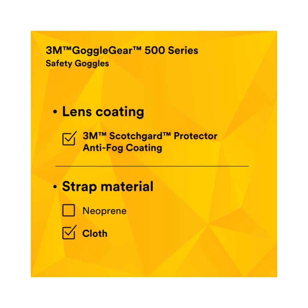 3M™ GoggleGear™ 500 Series GG501SGAF, Clear Scotchgard™ Anti-fog lens (pair) - Image 15