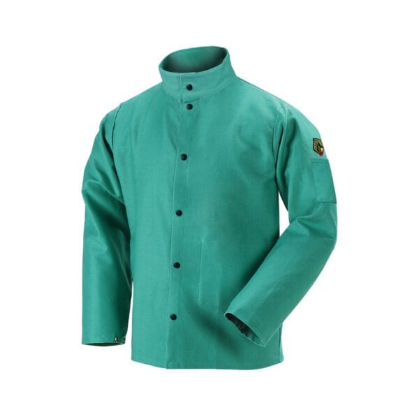 9 oz. Flame Resistant Cotton Welding Jacket by Black Stallion | 30 Inch Length | Green