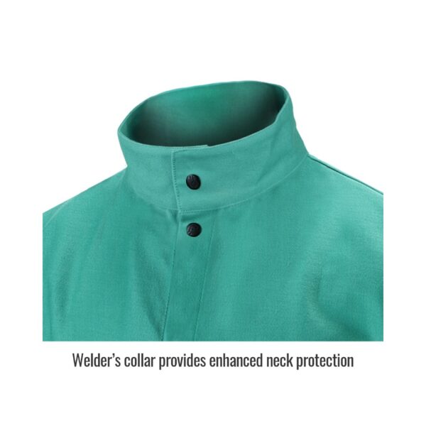 9 oz. Flame Resistant Cotton Welding Jacket by Black Stallion | 30 Inch Length | Green - Image 4