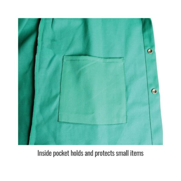 9 oz. Flame Resistant Cotton Welding Jacket by Black Stallion | 30 Inch Length | Green - Image 3