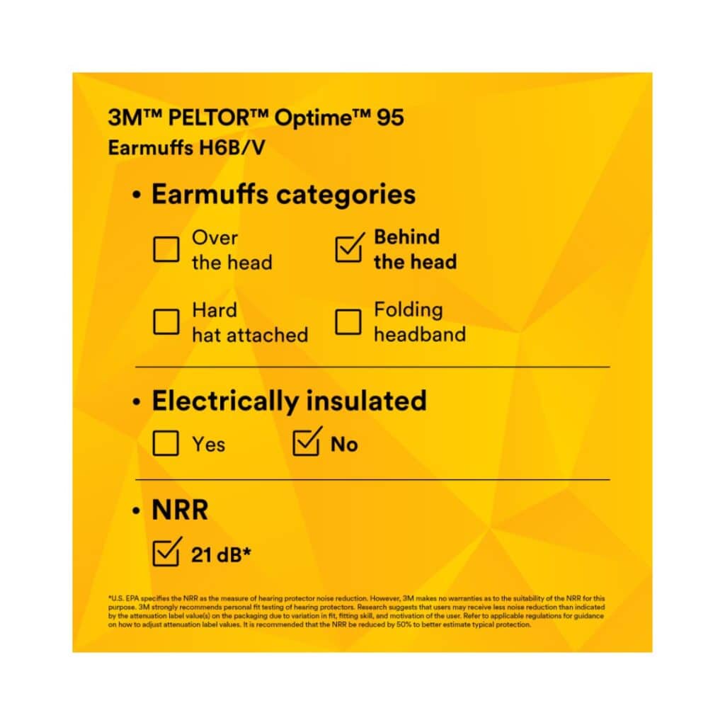 3M™ PELTOR™ Optime™ 95 Earmuffs H6B/V, Behind-the-Head (Pair) - Image 12