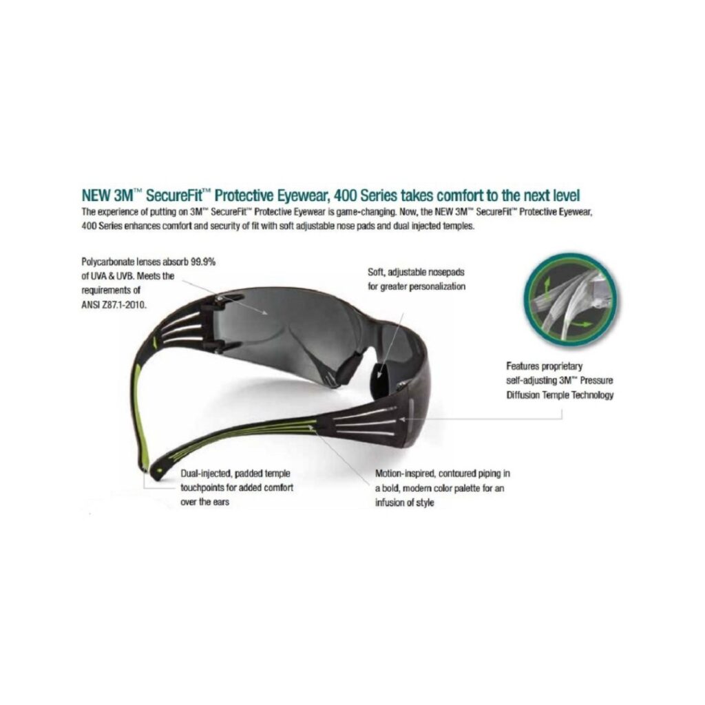 3M™ SecureFit™ Protective Eyewear SF402AF, Gray Anti-fog Lens (Pair) - Image 5