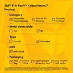 3M™ E-A-Rsoft™ Yellow Neons™ Uncorded Earplugs | 312-1251 | Size Large | 200 pair/box