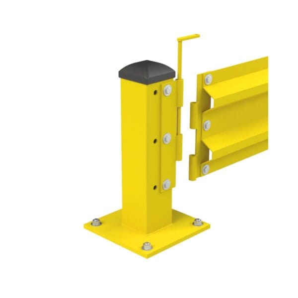 Omega gaurdrail bracket single rail bright yellow