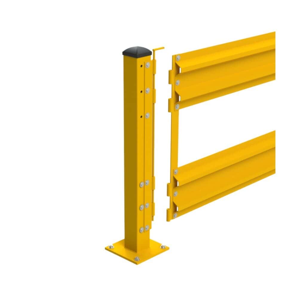 Omega traffic shield gate bracket double rail