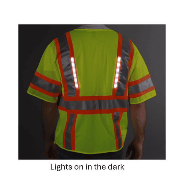 Nite beams LED Safety vest back lights on dark asd