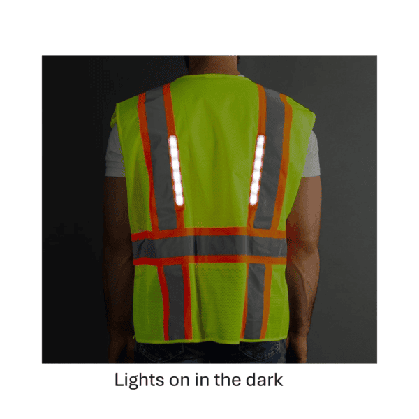 Nite beams LED zip up vest back dark asd